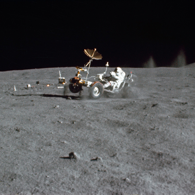 Astronaut driving LRV